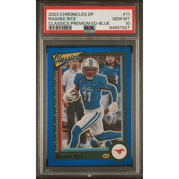 Graded 2023 Panini Chronicles DP Rashee Rice #11 Classics Premium Edition Blue #/99 Rookie RC Football Card PSA 10 Gem Mint