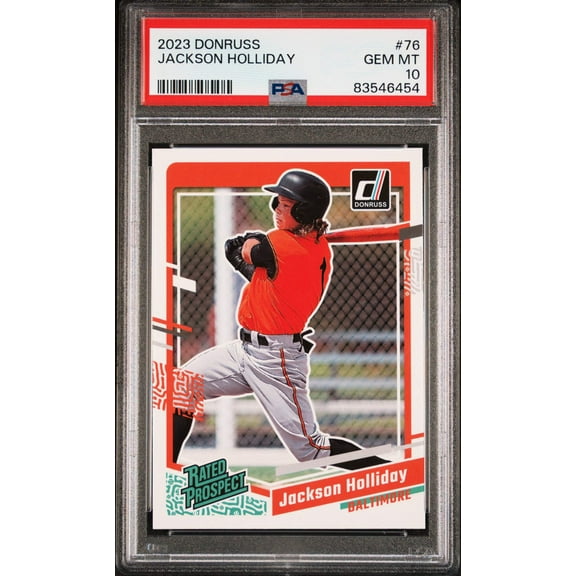 Graded 2023 Panini Donruss Jackson Holliday #76 Rookie RC Baseball Card PSA 10 Gem Mint