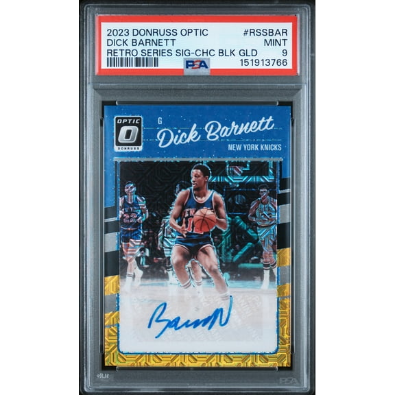 Graded 2023 Panini Donruss Optic Retro Series Signatures Dick Barnett #RSSBAR CHC BLK GLD PSA 9