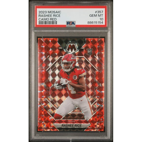 Graded 2023 Panini Mosaic Rashee Rice #357 Camo Red Rookie RC Football Card PSA 10 Gem Mint