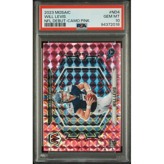 Graded 2023 Panini Mosaic Will Levis #ND4 NFL Debut Camo Pink Rookie RC Football Card PSA 10 Gem Mint
