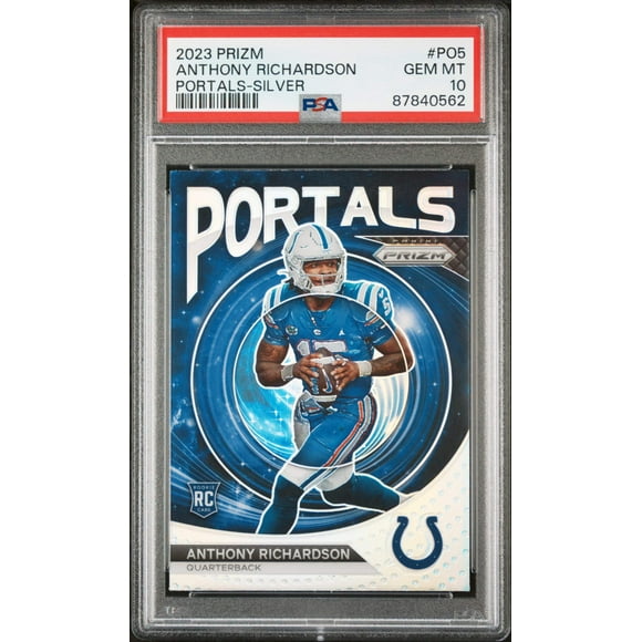 Graded 2023 Panini Prizm Anthony Richardson #PO5 Portals Silver Rookie RC Football Card PSA 10 Gem Mint