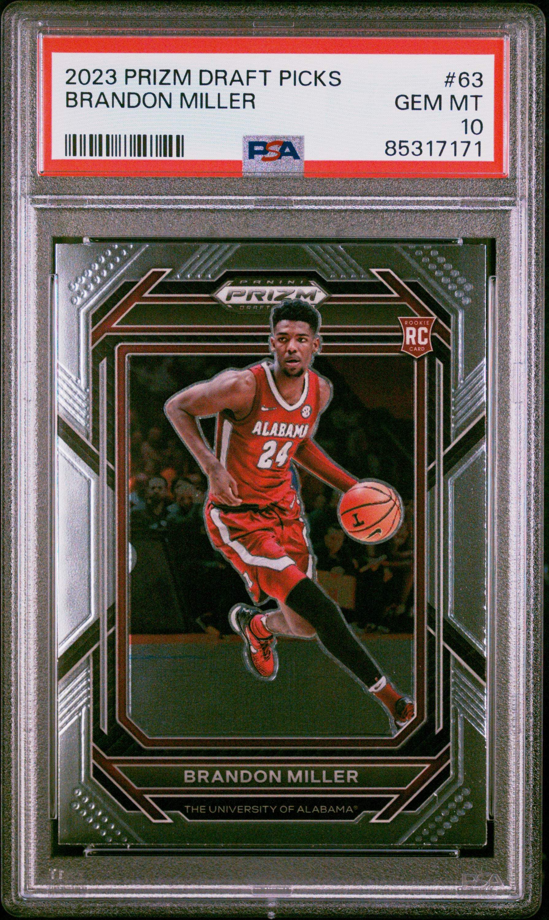 Graded 2023 Panini Prizm Draft Picks Brandon Miller #63 Rookie RC 