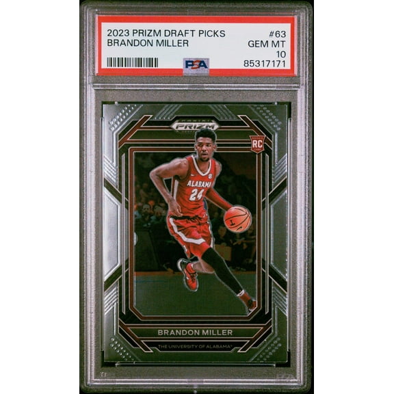 Graded 2023 Panini Prizm Draft Picks Brandon Miller #63 Rookie RC Basketball Card PSA 10 Gem Mint