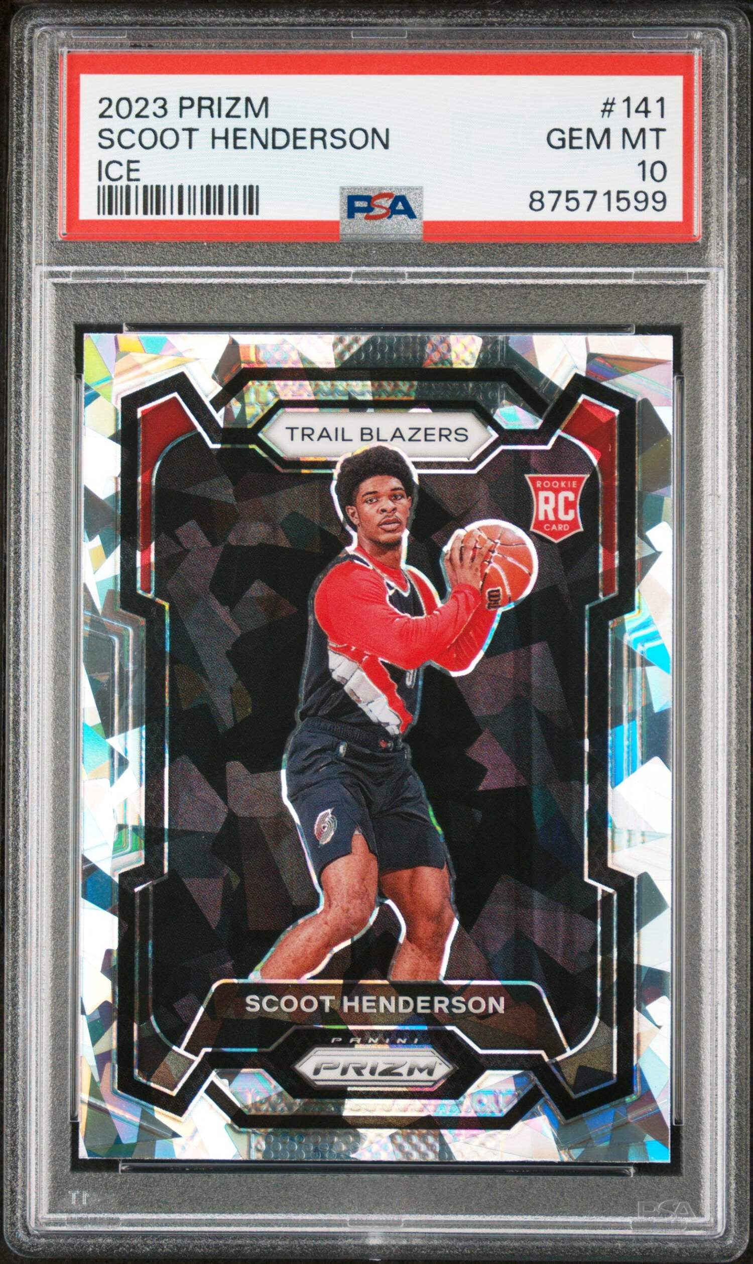 Graded 2023 Panini Prizm Scoot Henderson #141 Ice Rookie RC 