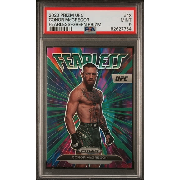 Graded 2023 Panini Prizm UFC Fearless Conor McGregor #13 Green PSA 9