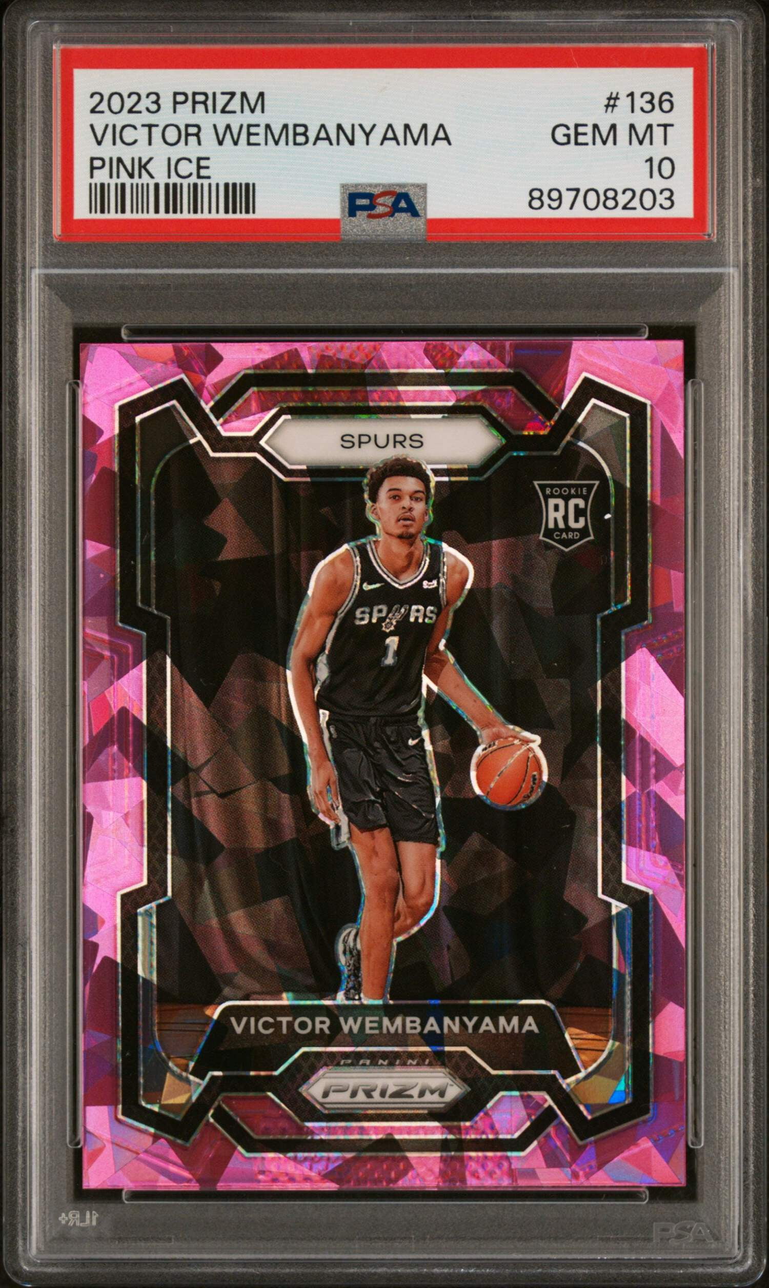 Graded 2023 Panini Prizm Victor Wembanyama #136 Pink Ice Rookie RC