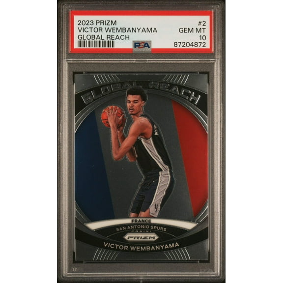 Graded 2023 Panini Prizm Victor Wembanyama #2 Global Reach Rookie RC Basketball Card PSA 10 Gem Mint