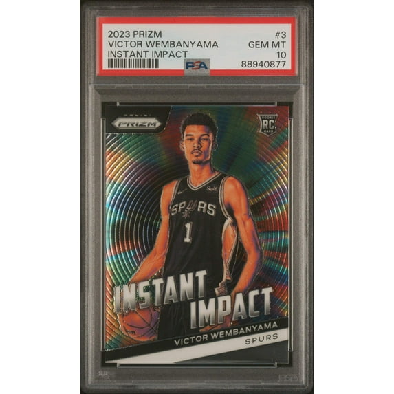 Graded 2023 Panini Prizm Victor Wembanyama #3 Instant Impact Rookie RC Basketball Card PSA 10 Gem Mint