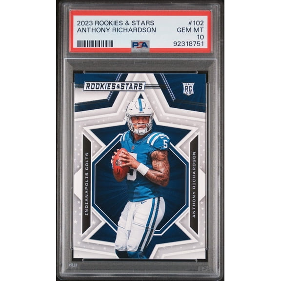 Graded 2023 Panini Rookies & Stars Anthony Richardson #102 Rookie RC Football Card PSA 10 Gem Mint