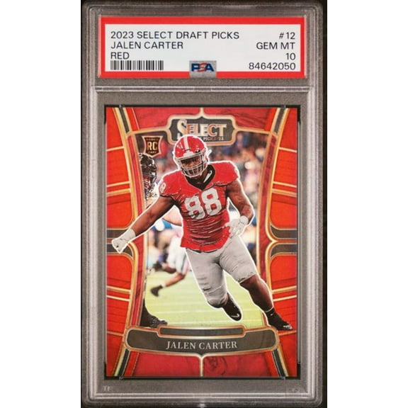 Graded 2023 Panini Select DP Jalen Carter #12 Red Rookie RC Football Card PSA 10 Gem Mint