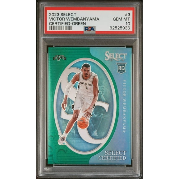 Graded 2023 Panini Select Victor Wembanyama #3 Certified Green Rookie RC Basketball Card PSA 10 Gem Mint
