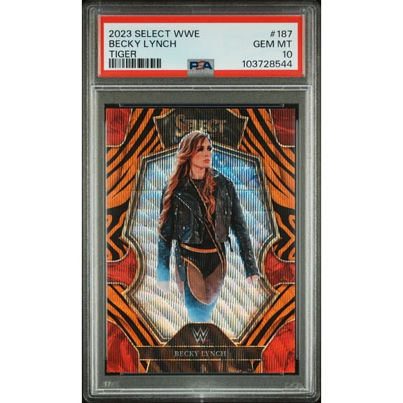 Graded 2023 Panini Select WWE Becky Lynch #187 Tiger PSA 10 Wrestling Card