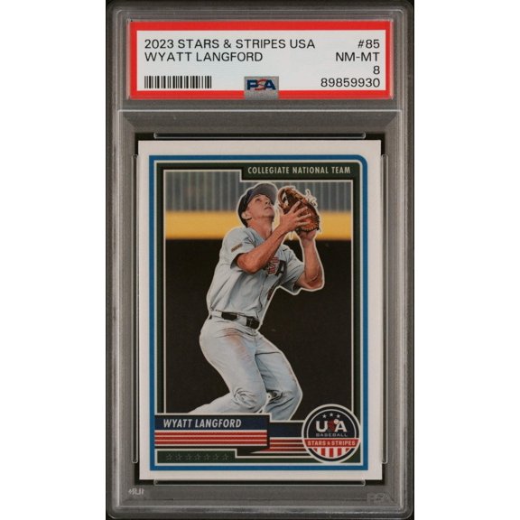 Graded 2023 Panini Stars Stripes USA Wyatt Langford #85 Rookie RC Baseball Card PSA 8 Near Mint