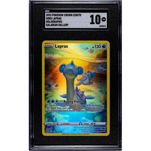 Graded 2023 Pokemon Crown Zenith Lapras SGC 10 GG05 Trading Card