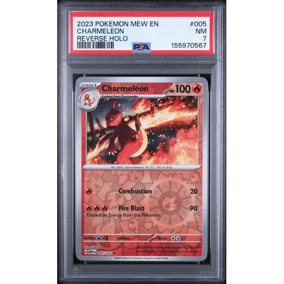 Graded 2023 Pokemon Mew En-151 Charmeleon #005 Trading Card Game PSA 7 Near Mint