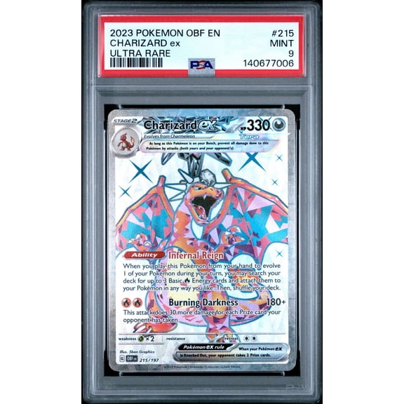 Graded 2023 Pokemon Obsidian Flames Charizard EX Ultra Rare PSA 9 #215 Trading Card