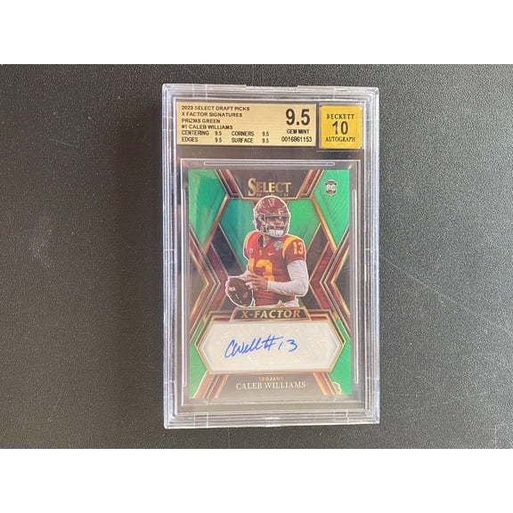 Graded 2023 Select Green Caleb Williams #1 Rookie BGS 9.5 Auto 10 USC Trojans