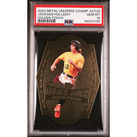 Graded 2022 Skybox Metal Universe Champ Jackson Holliday #GT20 Golden Touch Rookie RC Baseball Card PSA 10 Gem Mint