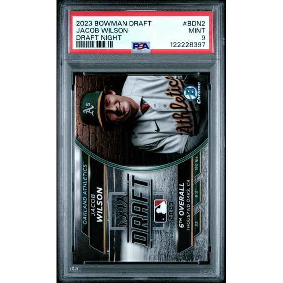 Graded 2023 Topps Bowman Draft Jacob Wilson #BDN2 Draft Night Rookie RC Baseball Card PSA 9 Mint