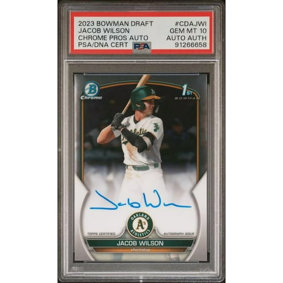 Graded 2023 Topps Bowman Draft Jacob Wilson #CDAJWI Chrome Prospects Auto Rookie RC Baseball Card PSA 10 Gem Mint