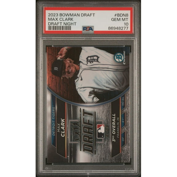 Graded 2023 Topps Bowman Draft Max Clark #BDN8 Draft Night Rookie RC Baseball Card PSA 10 Gem Mint
