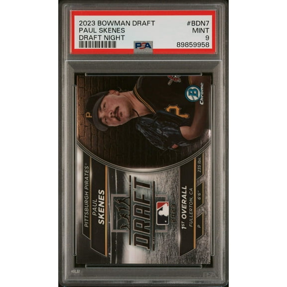 Graded 2023 Topps Bowman Draft Paul Skenes #BDN7 Draft Night Rookie RC Baseball Card PSA 9 Mint
