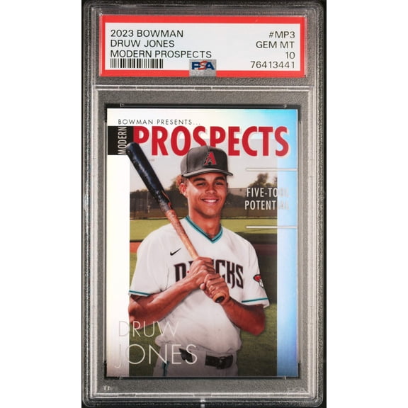 Graded 2023 Topps Bowman Druw Jones #MP3 Modern Prospects Rookie RC Baseball Card PSA 10 Gem Mint