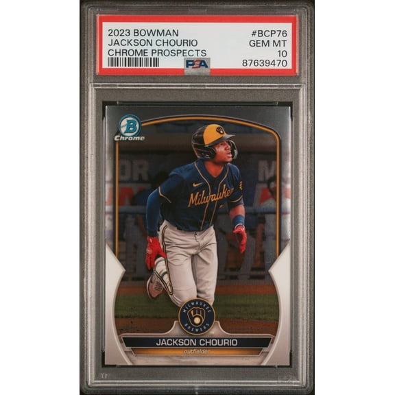 Graded 2023 Topps Bowman Jackson Chourio #BCP76 Chrome Prospects Rookie RC Baseball Card PSA 10 Gem Mint