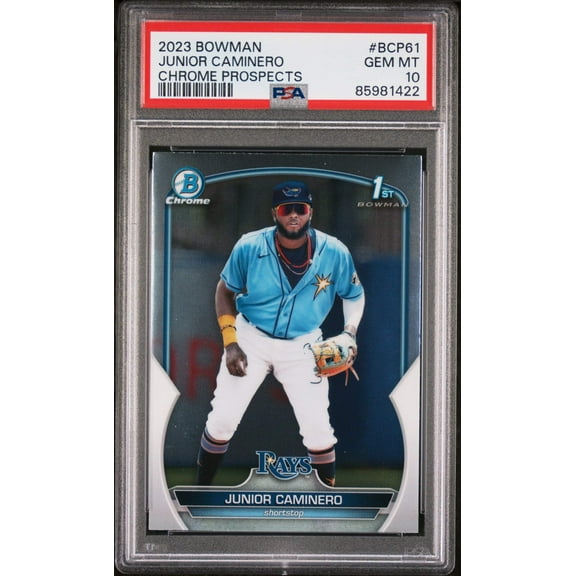 Graded 2023 Topps Bowman Junior Caminero #BCP61 Chrome Prospects Rookie RC Baseball Card PSA 10 Gem Mint
