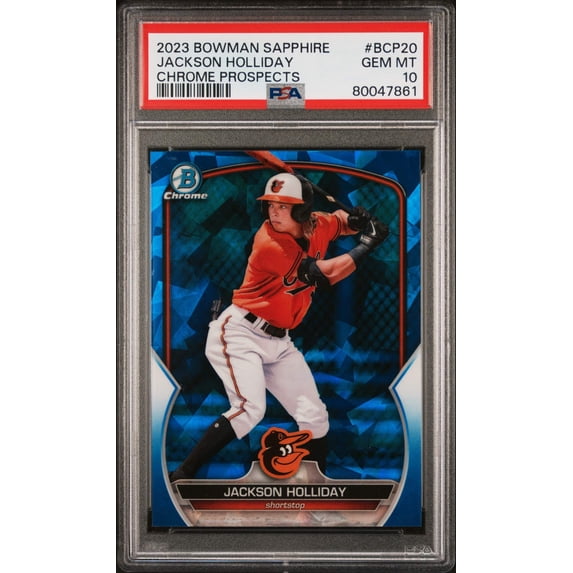Graded 2023 Topps Bowman Sapphire Jackson Holliday #BCP20 Chrome Prospects Rookie RC Baseball Card PSA 10 Gem Mint