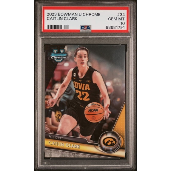 Graded 2023 Topps Bowman U Chrome Caitlin Clark #34 Rookie RC Basketball Card PSA 10 Gem Mint