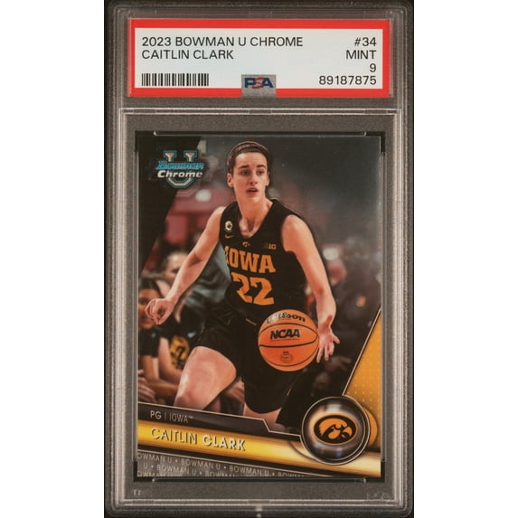 Graded 2023 Topps Bowman U Chrome Caitlin Clark #34 Rookie RC Basketball Card PSA 9 Mint