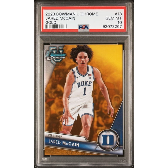 Graded 2023 Topps Bowman U Chrome Jared McCain #18 Gold #/50 Rookie RC Basketball Card PSA 10 Gem Mint