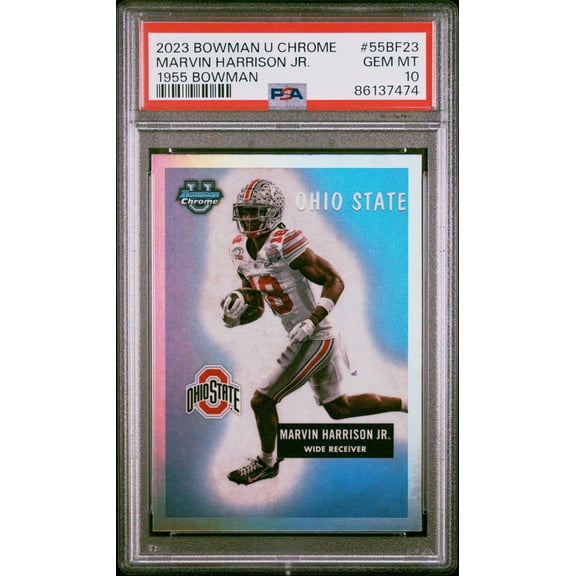 Graded 2023 Topps Bowman U Chrome Marvin Harrison Jr #55BF23 1955 Bowman Rookie RC Football Card PSA 10 Gem Mint