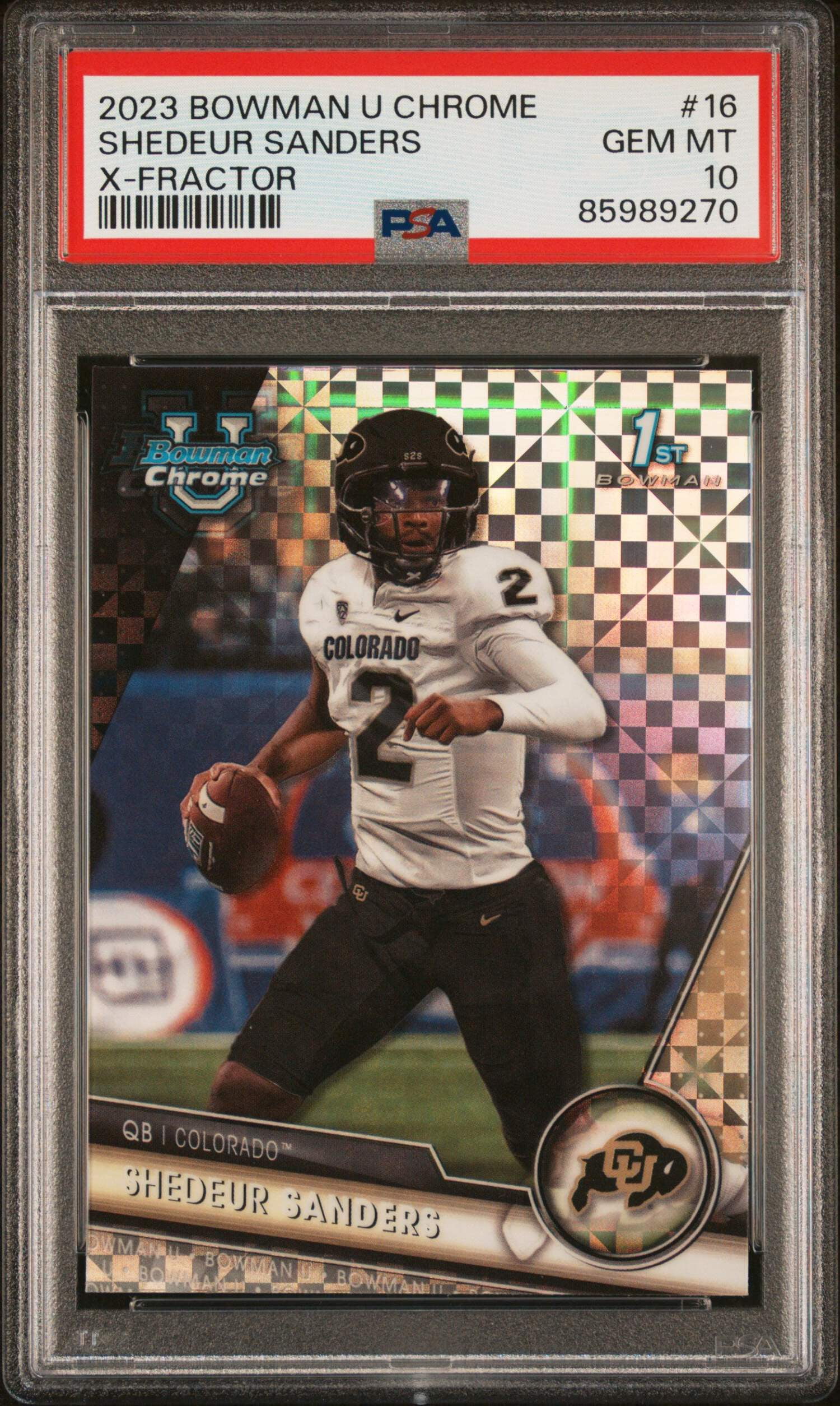 Graded 2023 Topps Bowman U Chrome Shedeur Sanders #16 Xfractor