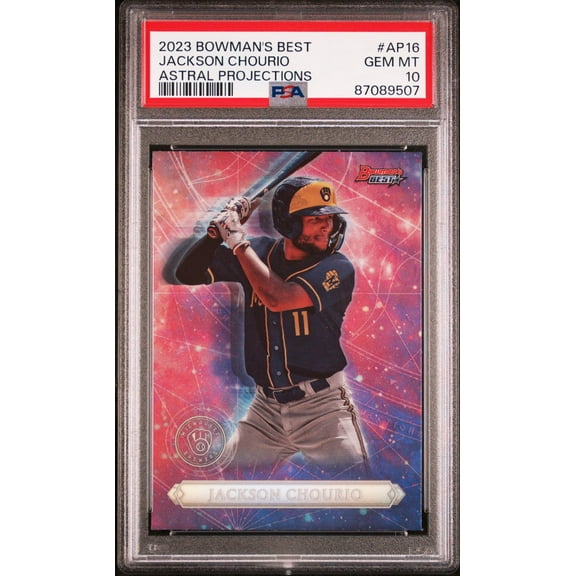 Graded 2023 Topps Bowmans Best Jackson Chourio #AP16 Astral Projections Rookie RC Baseball Card PSA 10 Gem Mint