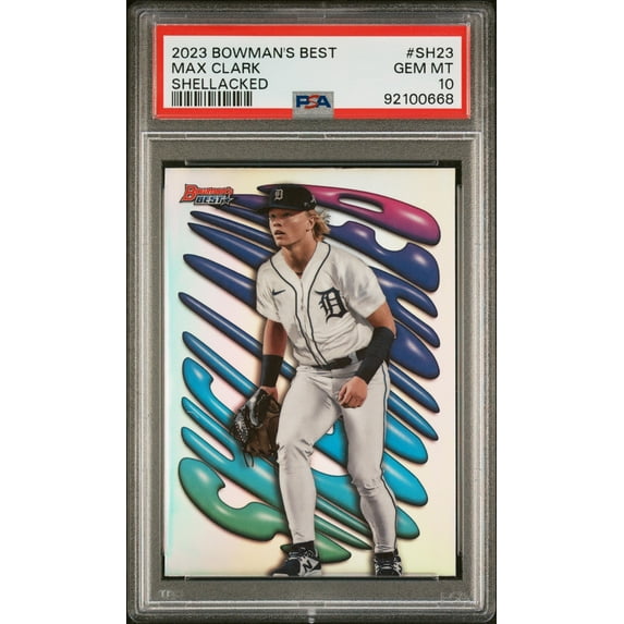 Graded 2023 Topps Bowmans Best Max Clark #SH23 Shellacked Rookie RC Baseball Card PSA 10 Gem Mint