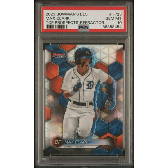 Graded 2023 Topps Bowmans Best Max Clark #TP23 Top Prospects Refractor Rookie RC Baseball Card PSA 10 Gem Mint
