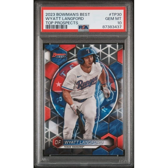 Graded 2023 Topps Bowmans Best Wyatt Langford #TP30 Top Prospects Rookie RC Baseball Card PSA 10 Gem Mint