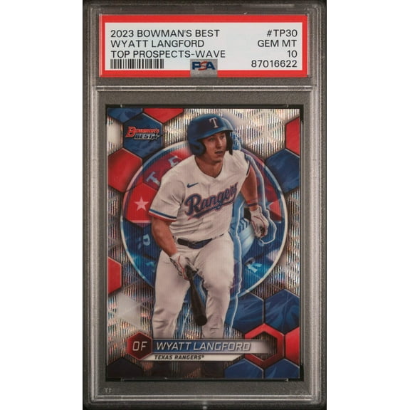Graded 2023 Topps Bowmans Best Wyatt Langford #TP30 Top Prospects Wave Rookie RC Baseball Card PSA 10 Gem Mint