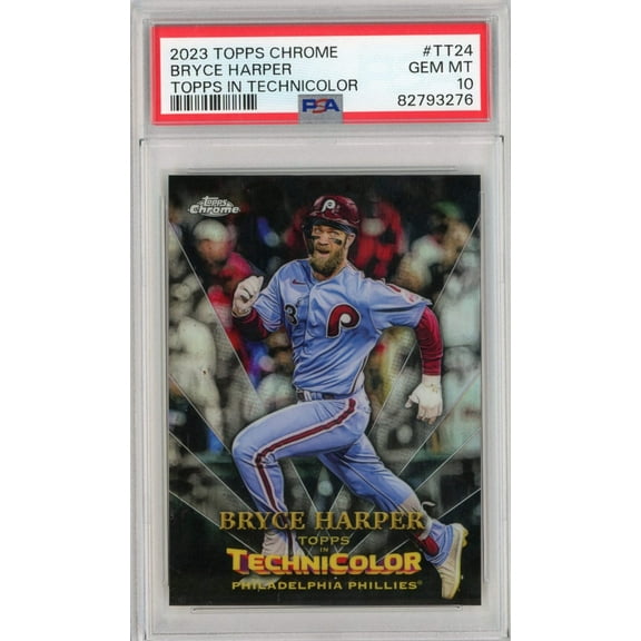 Graded 2023 Topps Chrome Bryce Harper #TT24 Topps In Technicolor Baseball Card PSA 10 Gem Mint
