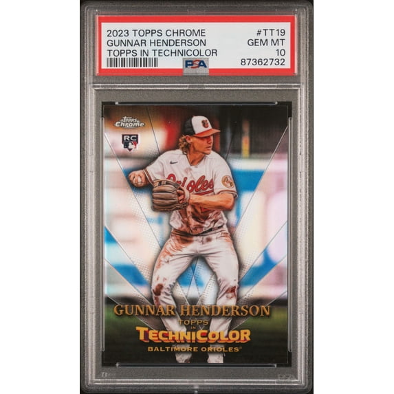Graded 2023 Topps Chrome Gunnar Henderson #TT19 Topps in Technicolor Rookie RC Baseball Card PSA 10 Gem Mint
