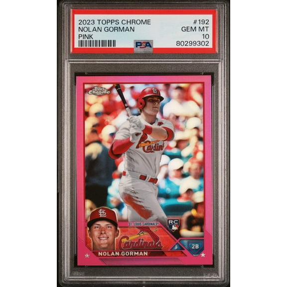 Graded 2023 Topps Chrome Nolan Gorman #192 Pink Rookie RC Baseball Card PSA 10 Gem Mint