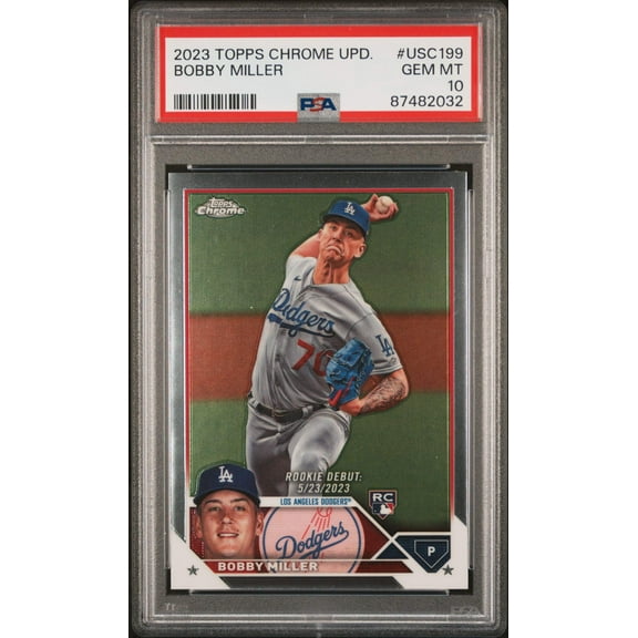 Graded 2023 Topps Chrome Update Bobby Miller #USC199 Rookie RC Baseball Card PSA 10 Gem Mint