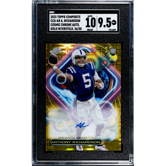 Graded 2023 Topps Composite Anthony Richardson CCA-AR Cosmic Chrome Gold Interstellar Refractor Auto SGC 9.5