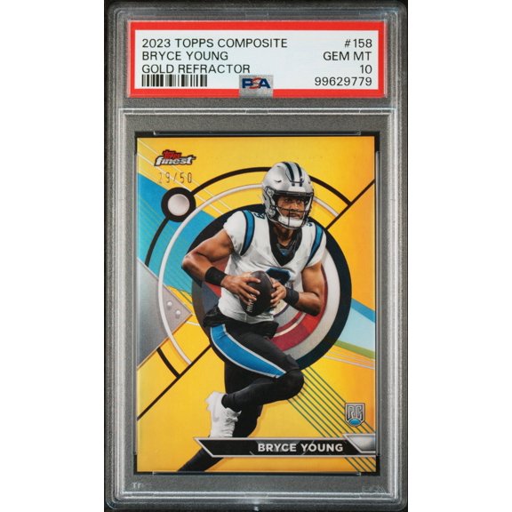 Graded 2023 Topps Composite Bryce Young #158 Gold Refractor 29/50 Rookie PSA 10