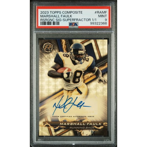 Graded 2023 Topps Composite Resurgence Signatures Marshall Faulk #RAMF Rsrgnc Superfractor /1 PSA 9
