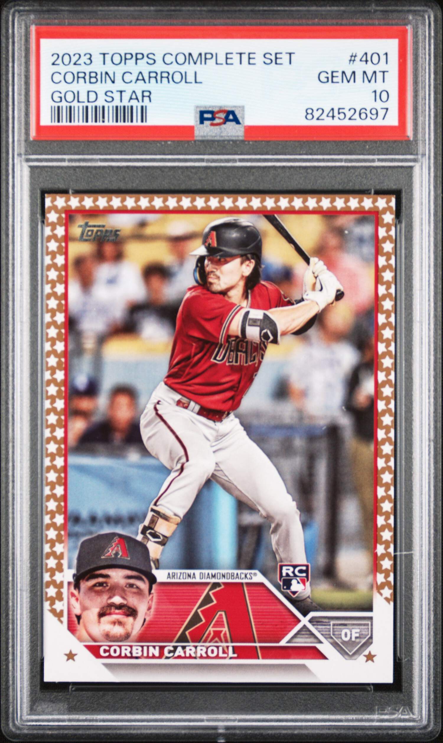 Graded 2023 Topps Corbin Carroll #401 Gold Star Rookie RC Baseball 