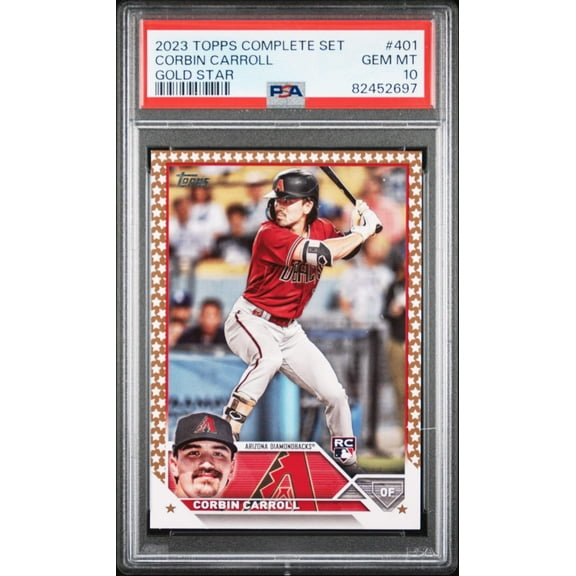 Graded 2023 Topps Corbin Carroll #401 Gold Star Rookie RC Baseball Card PSA 10 Gem Mint